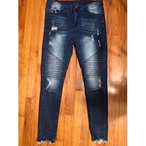 Distressed Moto Jeans